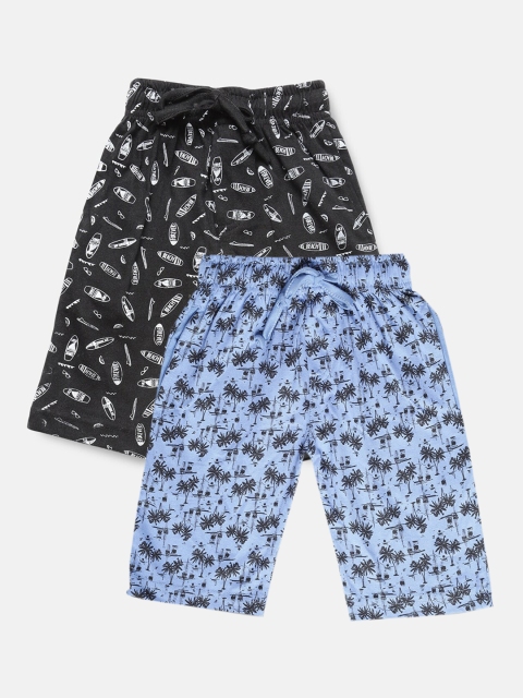 

Urban Dog Boys Pack Of 2 Printed Cotton Above Knee Mid-Rise Regular Shorts, Blue