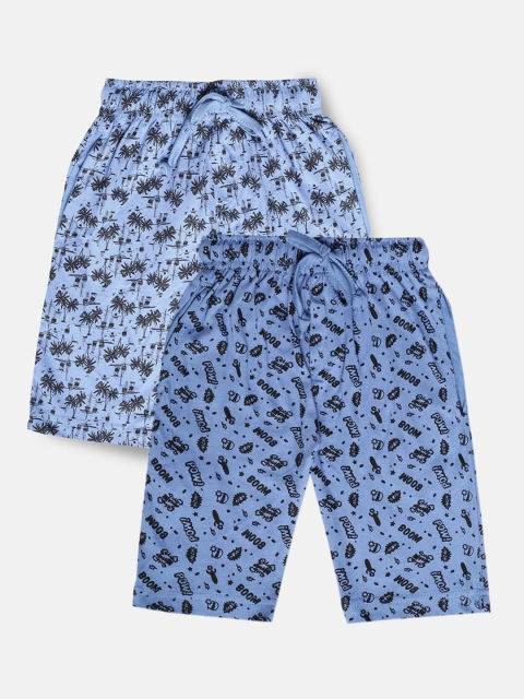 

Urban Dog Boys Pack Of 2 Conversational Printed Mid-Rise Cotton Regular Shorts, Blue