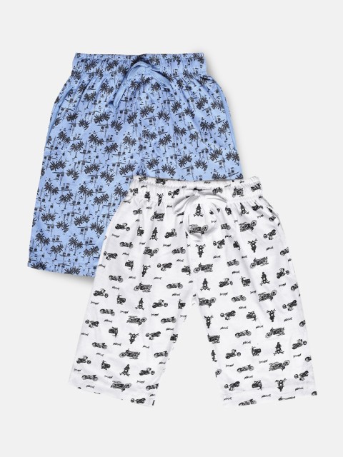 

Urban Dog Boys White&blue Conversational Printed Mid-Rise Regular Shorts