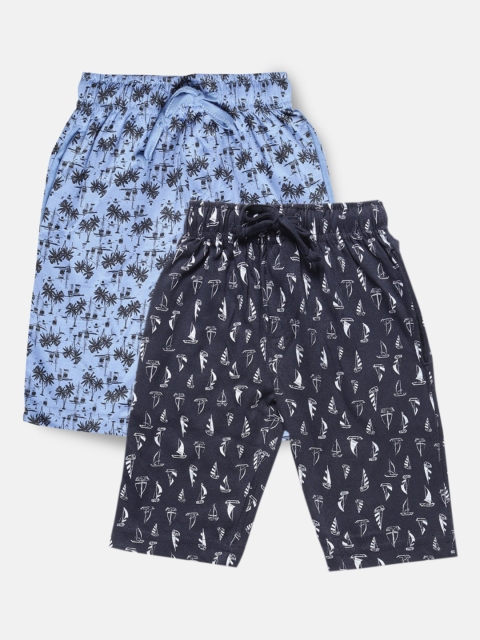 

Urban Dog Boys Pack Of 2 Conversational Printed Mid-Rise Regular Shorts, Navy blue