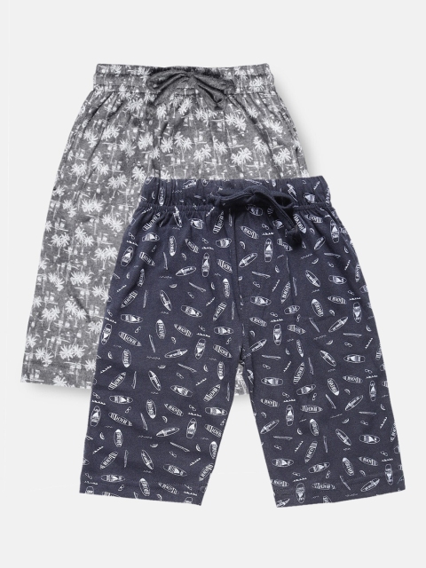

Urban Dog Boys Pack Of 2 Boys Conversational Printed Mid-Rise Regular Shorts, Navy blue