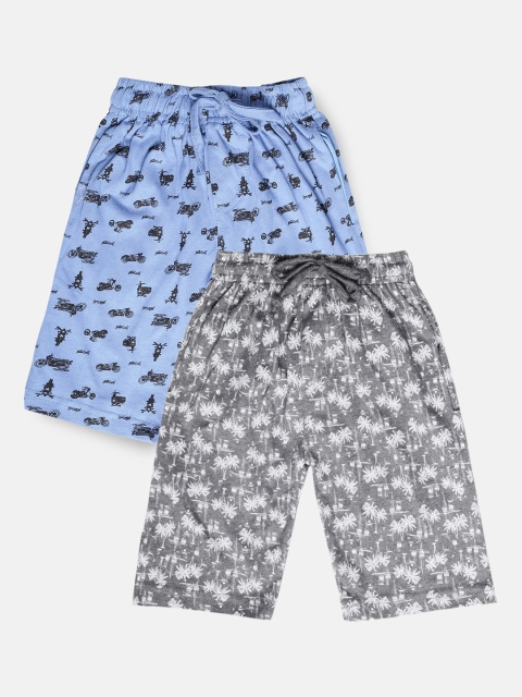 

Urban Dog Boys Pack Of 2 Conversational Printed Mid-Rise Cotton Regular Shorts, Grey