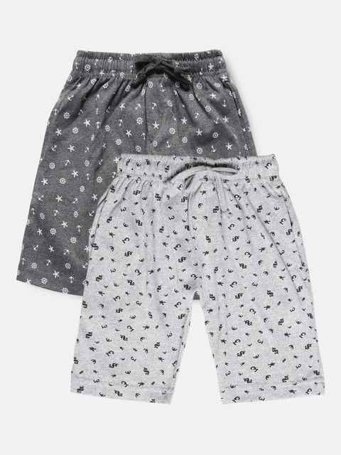 

Urban Dog Pack Of 2 Boys Grey Printed Mid-Rise Regular Shorts