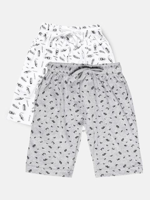 

Urban Dog Boys Pack Of 2 Printed Pure Cotton Regular Shorts, Grey