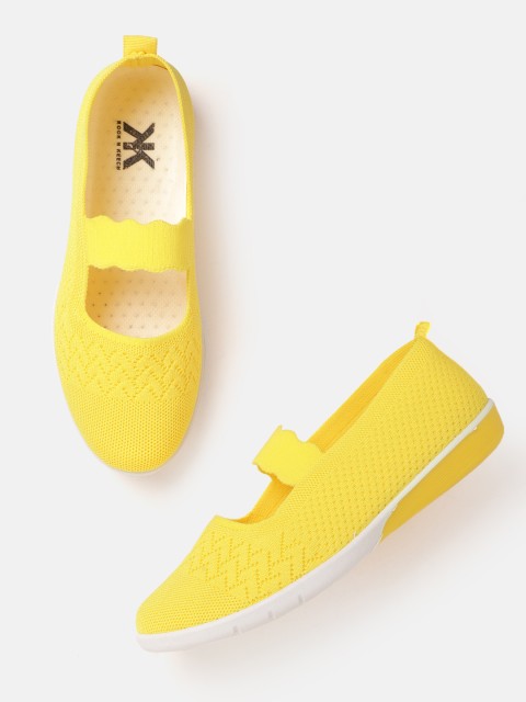 

Kook N Keech Women Yellow Woven Design Mary Janes