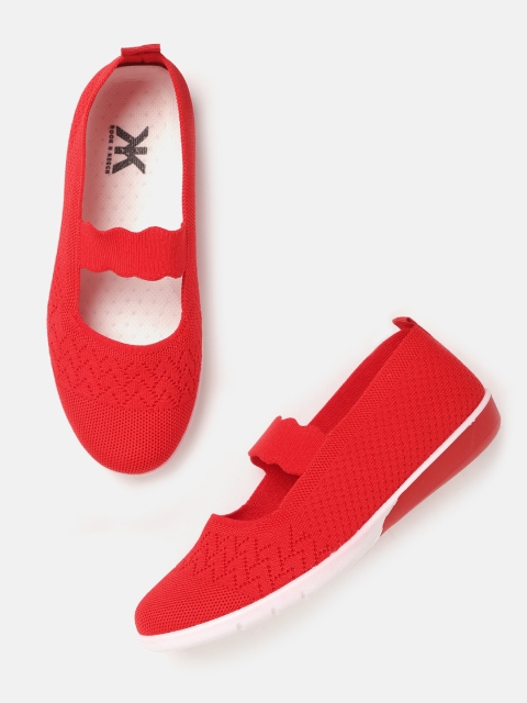 

Kook N Keech Women Red Woven Design Mary Jane Ballerinas