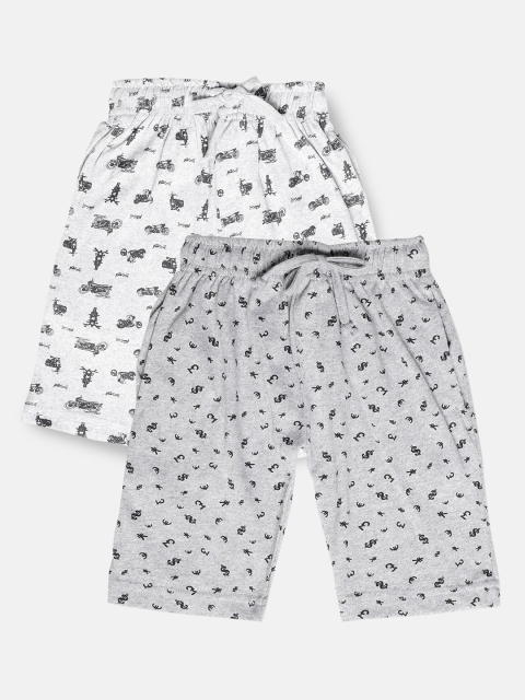 

Urban Dog Boys Pack Of 2 Printed Pure Cotton Regular Shorts, Grey