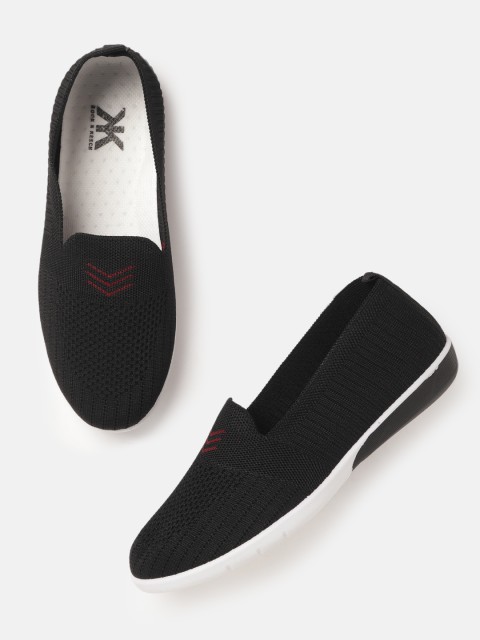 

Kook N Keech Women Black Woven Design Slip-On Sneakers