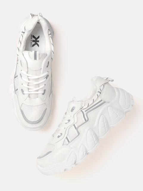

Kook N Keech Women White Woven Design Flatform Sneakers