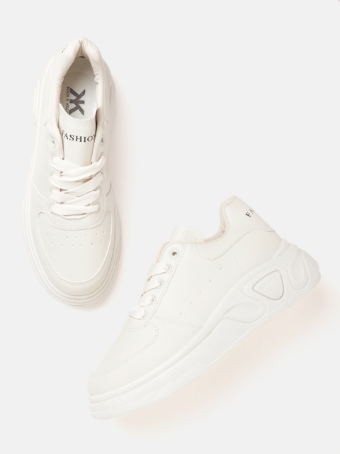 

Kook N Keech Women Off-White Solid Flatform Sneakers