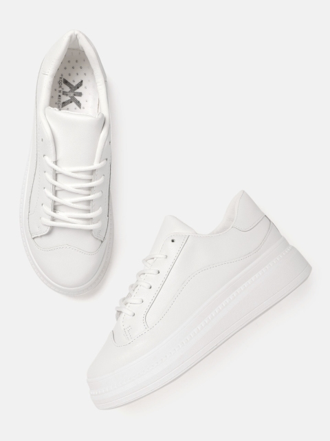 

Kook N Keech Women White Flatform Sneakers