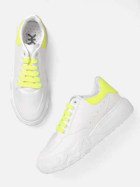 

Kook N Keech Women White & Yellow Solid Sneakers