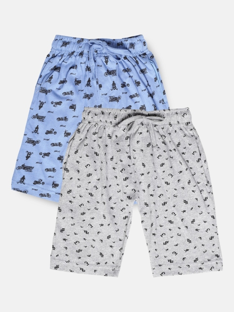

Urban Dog Boys Pack Of 2 Printed Pure Cotton Regular Shorts, Grey