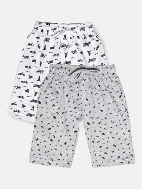 

Urban Dog Boys Pack Of 2 Printed Pure Cotton Regular Shorts, Grey