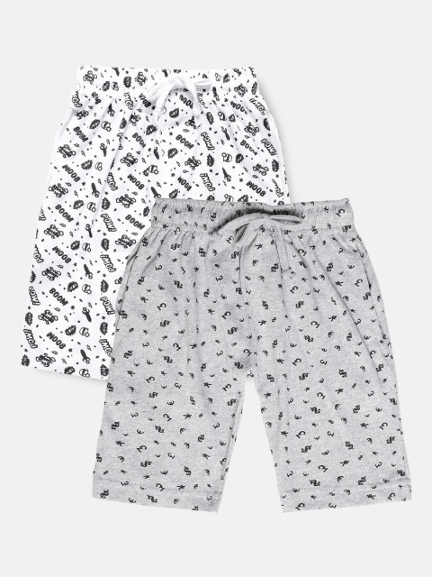 

Urban Dog Boys Pack Of 2 Printed Pure Cotton Regular Shorts, Grey