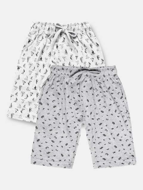 

Urban Dog Boys Pack Of 2 Printed Pure Cotton Regular Shorts, Grey