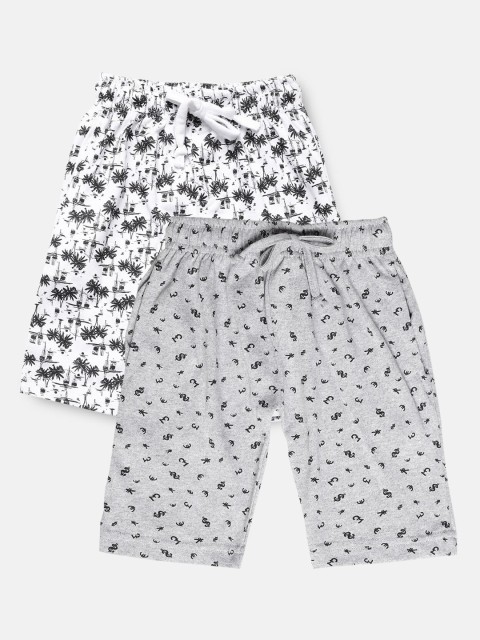 

Urban Dog Boys Pack Of 2 Printed Pure Cotton Regular Shorts, Grey