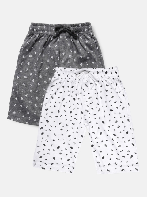

Urban Dog Boys Pack Of 2 Printed Pure Cotton Regular Shorts, White
