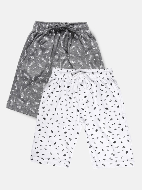 

Urban Dog Boys Pack of 2 White & Grey Printed Cotton Shorts