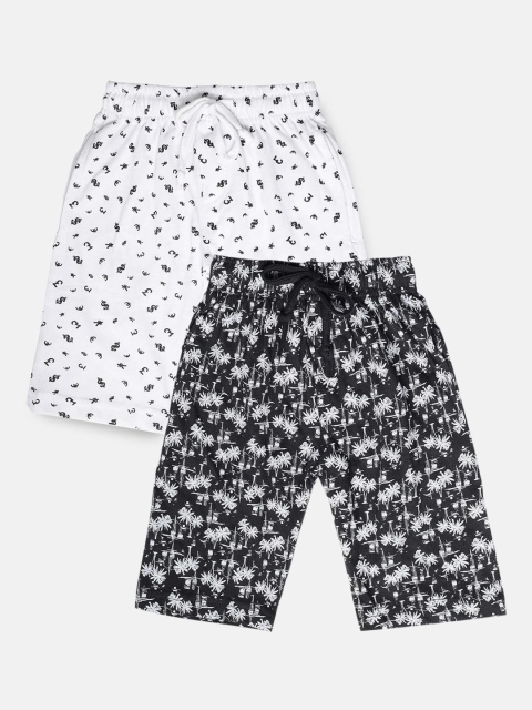 

Urban Dog Boys Pack of 2 White & Black Printed Cotton Shorts