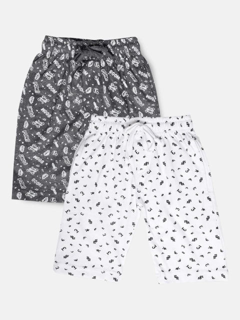 

Urban Dog Boys Pack of 2 White & Grey Printed Cotton Shorts