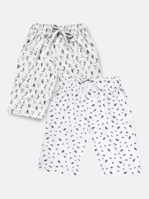 

Urban Dog Boys Pack of 2 Grey & White Printed Cotton Shorts