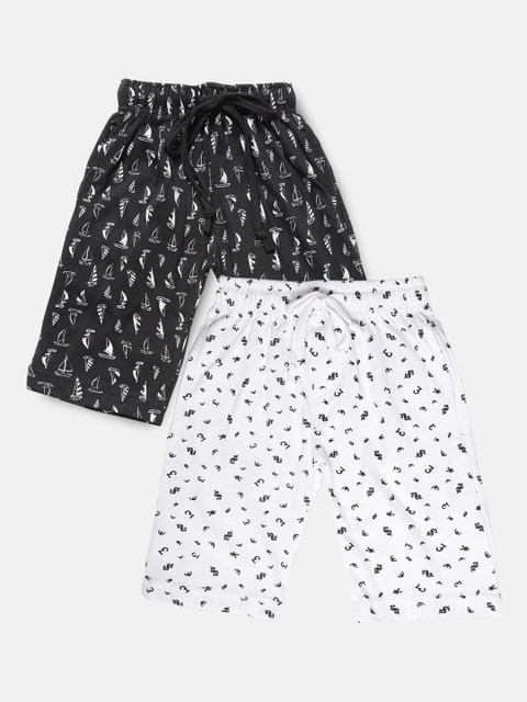 

Urban Dog Boys Pack of 2 White & Black Printed Cotton Shorts