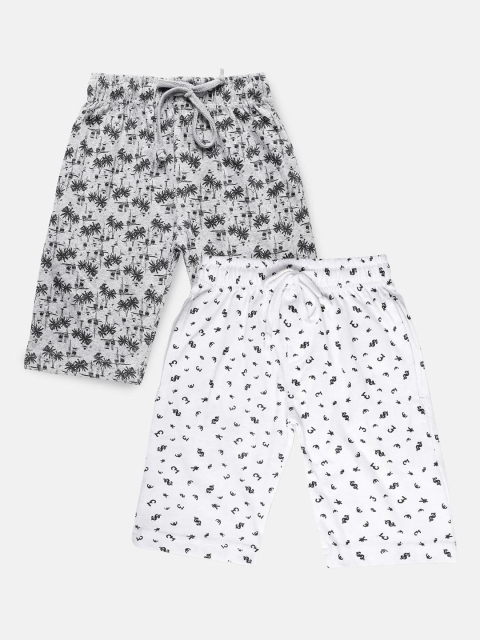 

Urban Dog Boys Pack of 2 White & Grey Printed Cotton Shorts