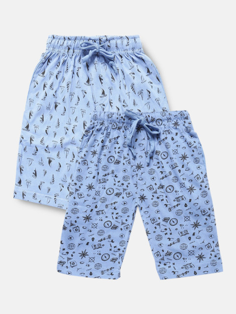 

Urban Dog Boys Pack of 2 Blue Printed Cotton Shorts
