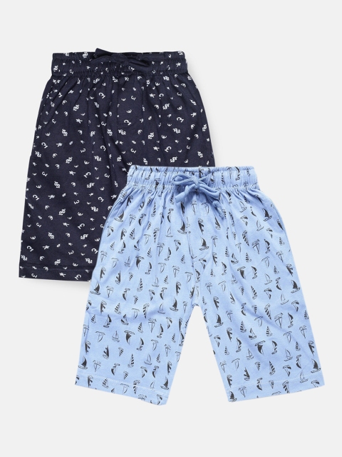 

Urban Dog Boys Pack of 2 Blue Printed Cotton Shorts