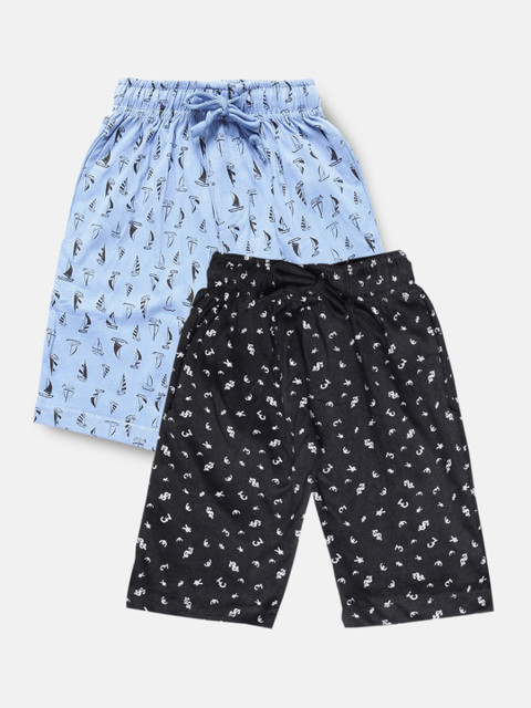 

Urban Dog Boys Pack of 2 Blue & Black Printed Cotton Shorts