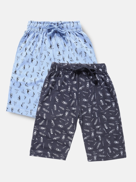 

Urban Dog Boys Pack of 2 Blue Printed Cotton Shorts