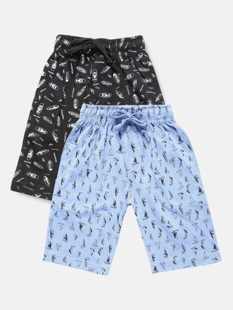 

Urban Dog Boys Pack of 2 Black & Blue Printed Cotton Shorts