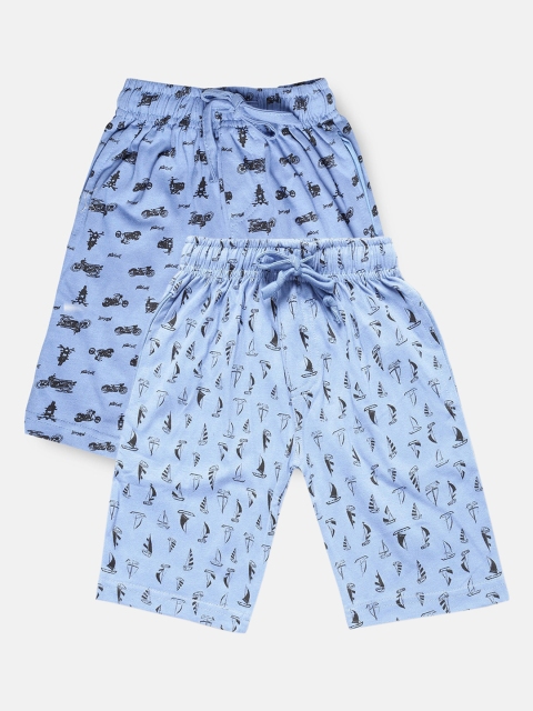 

Urban Dog Boys Pack of 2 Blue Printed Cotton Shorts