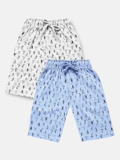 

Urban Dog Boys Pack of 2 Grey & Blue Printed Cotton Shorts