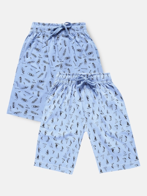 

Urban Dog Boys Pack of 2 Blue Printed Cotton Shorts