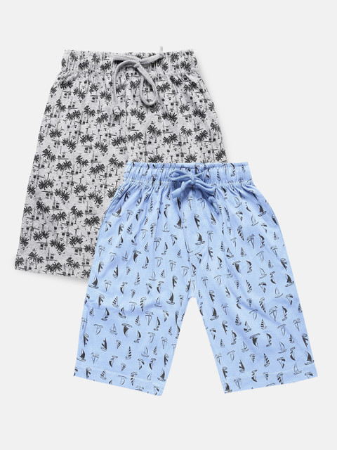 

Urban Dog Boys Pack of 2 Grey & Blue Printed Cotton Shorts