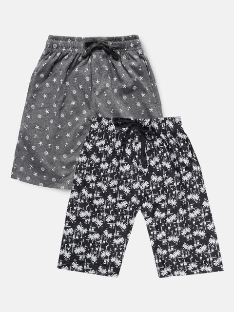 

Urban Dog Boys Pack of 2 Grey & Black Printed Cotton Shorts