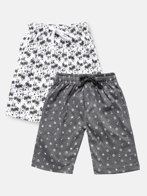 

Urban Dog Boys Pack of 2 White & Grey Printed Cotton Shorts