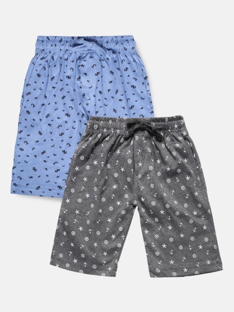 

Urban Dog Boys Pack of 2 Grey & Blue Printed Cotton Shorts