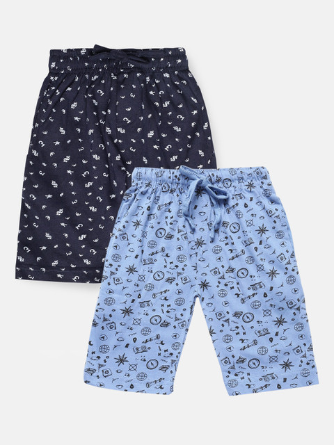 

Urban Dog Boys Pack of 2 Blue Printed Cotton Shorts