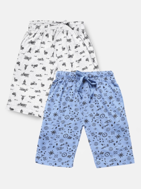 

Urban Dog Boys Pack of 2 Grey & Blue Printed Cotton Shorts