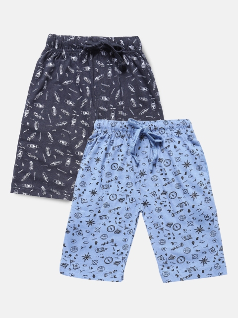 

Urban Dog Boys Pack of 2 Blue Printed Cotton Shorts