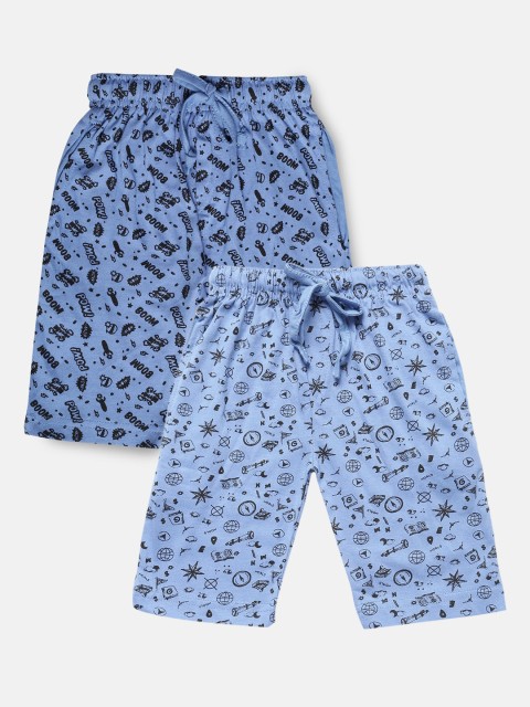 

Urban Dog Boys Blue Set of 2 Conversational Printed Mid-Rise Regular Shorts