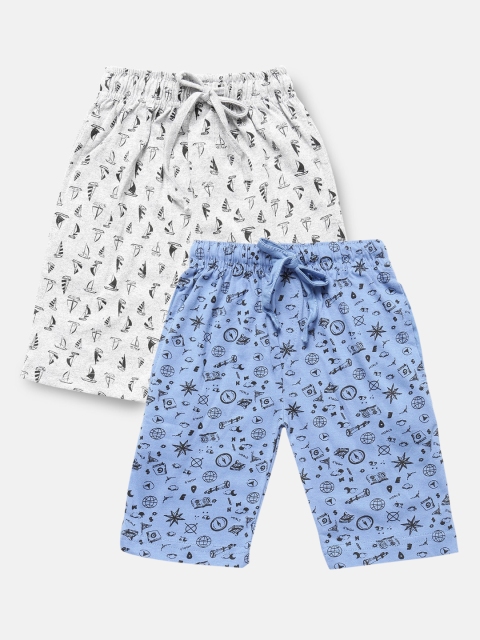 

Urban Dog Boys Pack of 2 Printed Blue & White Printed Cotton Shorts