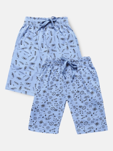 

Urban Dog Boys Blue Conversational 2 Printed Mid-Rise Regular Shorts