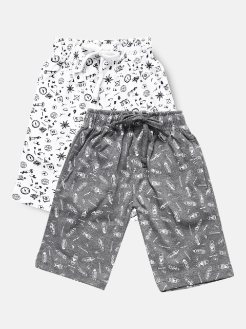 

Urban Dog Boys Grey Conversational 2 Printed Mid-Rise Regular Shorts