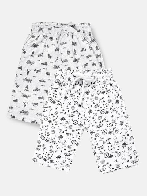 

Urban Dog Boys Pack Of 2 Printed Cotton Shorts, White