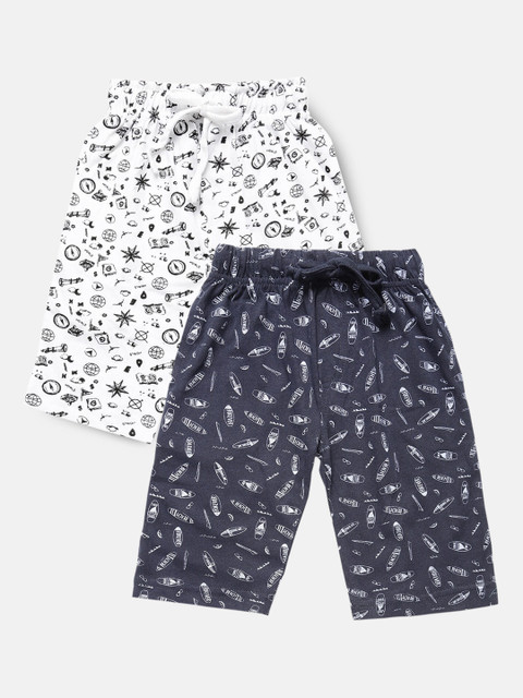 

Urban Dog Boys Navy Blue 2 Conversational Printed Mid-Rise Regular Shorts