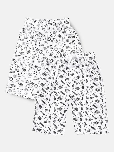

Urban Dog Boys White 2 Printed Mid-Rise Regular Shorts